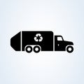 Garbage, recycle truck. Simple vector modern icon design illustration