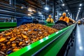 Garbage recycling is captured in a realistic photo of a modern recycling facility, with workers sorting waste into different Royalty Free Stock Photo