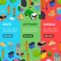 Garbage Recycling Concept Banner Vecrtical Set 3d Isometric View. Vector Royalty Free Stock Photo