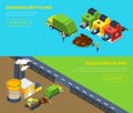 Garbage Recycling Isometric Banners