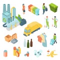 Garbage Recycling Isometric Icons Set Royalty Free Stock Photo