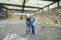 garbage recycling plant workers Royalty Free Stock Photo