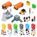 Garbage Recycling Signs 3d Icons Set Isometric View. Vector Royalty Free Stock Photo