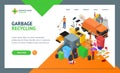 Garbage Recycling Signs 3d Landing Web Page Template Isometric View. Vector
