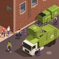 Garbage Removal Isometric Poster