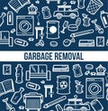 Garbage removal seamless outline pattern broken appliances and litter