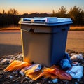 garbage, road, sunset, 8k, hyper realistic, Sony 50mm 1.4 --ar.(AI)