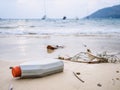 Garbage Rubbish on beach Plastic Bottles Trash Environmental pollution Royalty Free Stock Photo