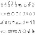 Garbage, Rubbish, Dump outline icons set Royalty Free Stock Photo