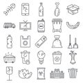 Garbage rubbish icons set, outline style