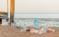 Garbage on a sand beach of red sea Royalty Free Stock Photo