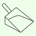 Garbage scoop thin line icon. House cleaning plastic shovel or dustpan outline style pictogram on white background