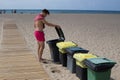 Garbage sorting on the beach in Barcelona
