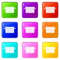 Garbage tank icons 9 set