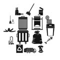 Garbage thing icons set, simple style