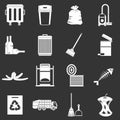 Garbage thing icons set grey vector