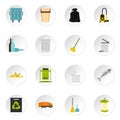 Garbage thing set flat icons