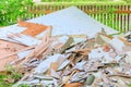 Garbage tile pile in construction house renovate site Royalty Free Stock Photo