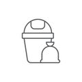 Garbage trash bin and bag vector icon symbol isolated on white background Royalty Free Stock Photo