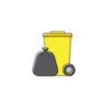Garbage trash bin and bag vector icon symbol isolated on white background Royalty Free Stock Photo