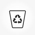 Garbage trash can with recycle sign line icon. recycling, eco and environmental management symbol. isolated vector image Royalty Free Stock Photo