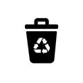 Garbage Trash can Vector Icon. Eco Bio concept, recycling. Flat design illustration isolated on white background Royalty Free Stock Photo