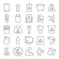 Garbage and trash line icons set for web and mobile design