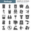 Garbage and trash simple icons set for web and mobile design