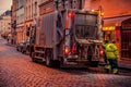 Garbage truck in the city Royalty Free Stock Photo
