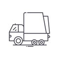 Garbage truck concept icon, linear isolated illustration, thin line vector, web design sign, outline concept symbol with Royalty Free Stock Photo