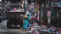 Garbage Truck Drops Trash and Rubbish on Thamel Street