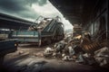 Garbage truck dumping dirty. Generate Ai Royalty Free Stock Photo