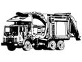 Garbage truck Hand drawn, Vector, Eps, Logo, Icon, crafteroks, silhouette Illustration for different uses