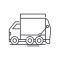Garbage truck icon, linear isolated illustration, thin line vector, web design sign, outline concept symbol with Royalty Free Stock Photo