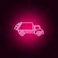 garbage truck neon icon. Elements of Transport set. Simple icon for websites, web design, mobile app, info graphics