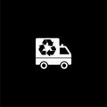 Garbage Truck with Recycle Symbol  icon isolated on dark background Royalty Free Stock Photo