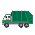 Garbage Truck transportation cartoon character side view vector illustration Royalty Free Stock Photo