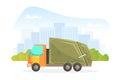 Garbage Truck, Urban Sanitary Car Cartoon Vector Illustration