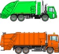 Garbage trucks on a white background in a flat style
