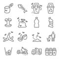 Garbage Vector Line Icon Set. Contains such Icons as Banana Peel, Fishbone, Eggshell, Trash and more. Expanded Stroke Royalty Free Stock Photo