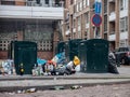 The Hague, Netherlands - January 1, 2023: Garbage and waste in The Hague after the new year celebrations