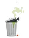 Garbage or waste icon. Metal garbage container with unsorted trash. Rubbish that smells ugly and started to decompose