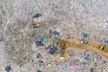 Garbage or waste Mountain or landfill, Aerial view garbage trucks unload garbage to a landfill. Plastic pollution crisis. industry Royalty Free Stock Photo