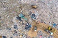 Garbage or waste Mountain or landfill, Aerial view garbage trucks unload garbage to a landfill. Plastic pollution crisis Royalty Free Stock Photo