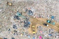 Garbage or waste Mountain or landfill, Aerial view garbage trucks unload garbage to a landfill. Plastic pollution crisis. industry Royalty Free Stock Photo