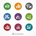 Garbage waste recycling icons round