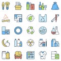 Garbage Waste Types Separation colored icons set. Recycling or Sorting symbols Royalty Free Stock Photo