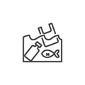 Garbage waste, water pollution line icon