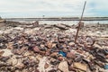 Garbage and wastes on the beach Royalty Free Stock Photo