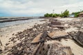 Garbage and wastes on the beach Royalty Free Stock Photo